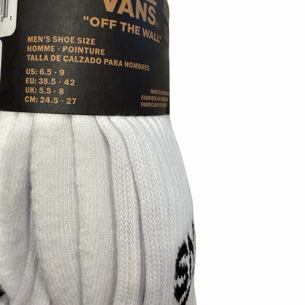Vans Classic Crew Socks 3-Pack Unisex US Men's Size 6.5-9 Off The Wall White NWT - Picture 3 of 3
